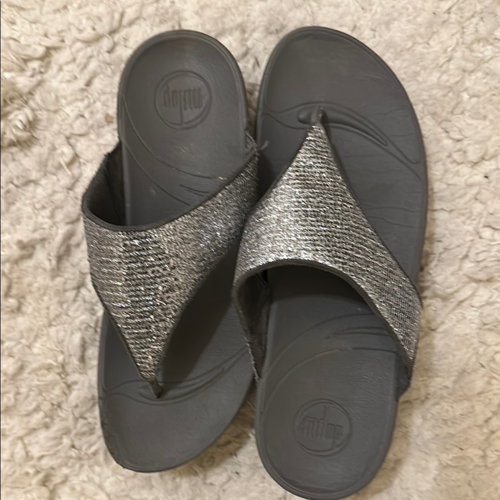 Fitflop Silver Sandals with Textured Strap